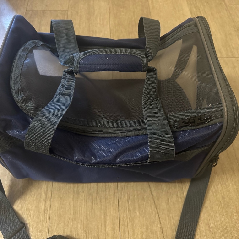 Navy Blue Mesh Pet Travel Bag